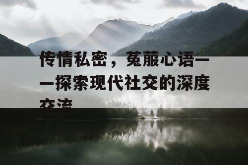 传情私密，菟菔心语——探索现代社交的深度交流