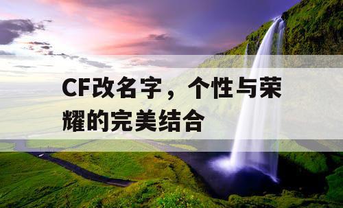 CF改名字,个性与荣耀的完美结合 CF改名字,个性与荣耀的完美结合