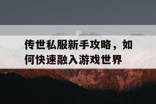 传世私服新手攻略，如何快速融入游戏世界