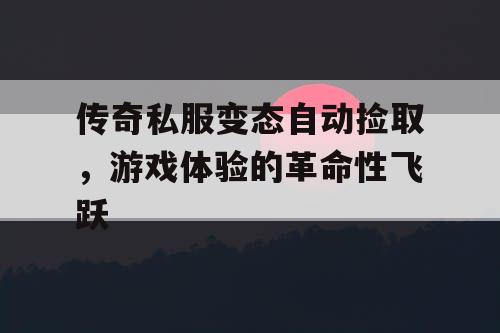 传奇私服变态自动捡取,游戏体验的革命性飞跃 传奇私服变态自动捡取,游戏体验的革命性飞跃