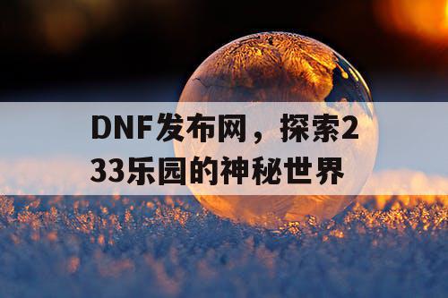 DNF发布网，探索233乐园的神秘世界