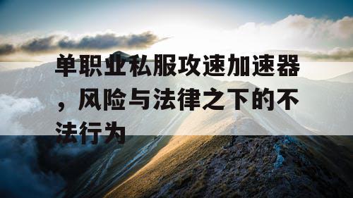 单职业私服攻速加速器,风险与法律之下的不法行为 单职业私服攻速加速器,风险与法律之下的不法行为