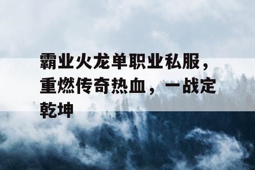 霸业火龙单职业私服,重燃传奇热血,一战定乾坤 霸业火龙单职业私服,重燃传奇热血,一战定乾坤