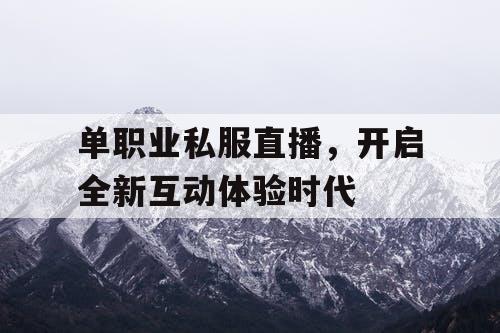 单职业私服直播，开启全新互动体验时代