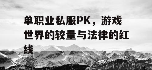 单职业私服PK,游戏世界的较量与法律的红线 单职业私服PK,游戏世界的较量与法律的红线