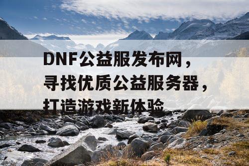 DNF公益服发布网，寻找优质公益服务器，打造游戏新体验