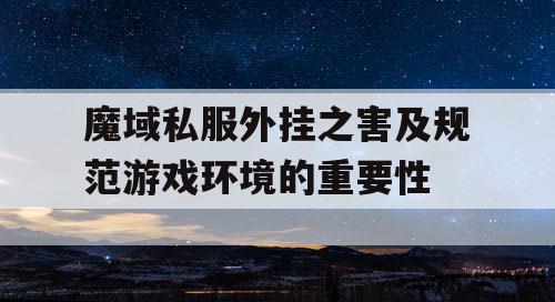 魔域私服外挂之害及规范游戏环境的重要性 魔域私服外挂之害及规范游戏环境的重要性