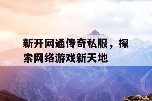 新开网通传奇私服，探索网络游戏新天地