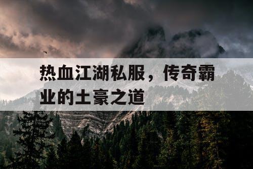 热血江湖私服，传奇霸业的土豪之道