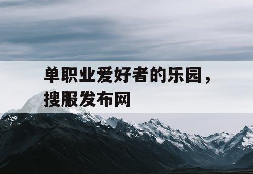 单职业爱好者的乐园，搜服发布网