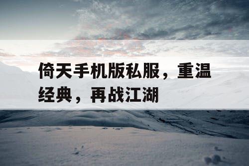 倚天手机版私服，重温经典，再战江湖