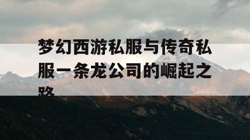 梦幻西游私服与传奇私服一条龙公司的崛起之路