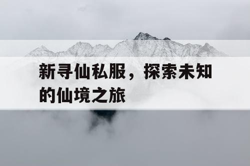 新寻仙私服,探索未知的仙境之旅 新寻仙私服,探索未知的仙境之旅