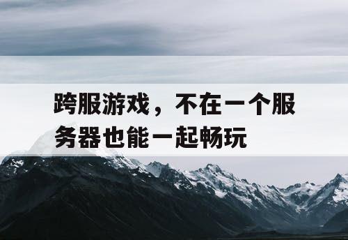 跨服游戏,不在一个服务器也能一起畅玩 跨服游戏,不在一个服务器也能一起畅玩