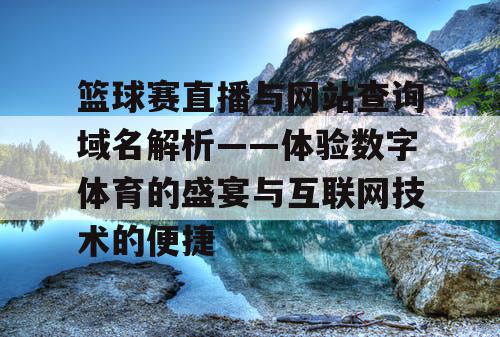篮球赛直播与网站查询域名解析——体验数字体育的盛宴与互联网技术的便捷 篮球赛直播与网站查询域名解析——体验数字体育的盛宴与互联网技术的便捷