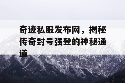 奇迹私服发布网，揭秘传奇封号强登的神秘通道