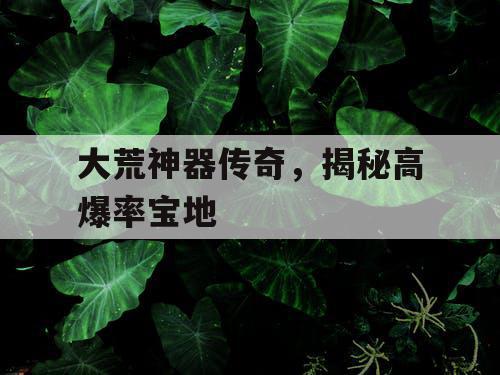 大荒神器传奇，揭秘高爆率宝地