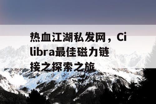 热血江湖私发网,Cilibra最佳磁力链接之探索之旅 热血江湖私发网,Cilibra最佳磁力链接之探索之旅