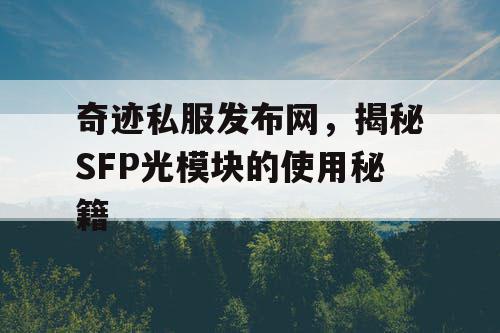 奇迹私服发布网，揭秘SFP光模块的使用秘籍