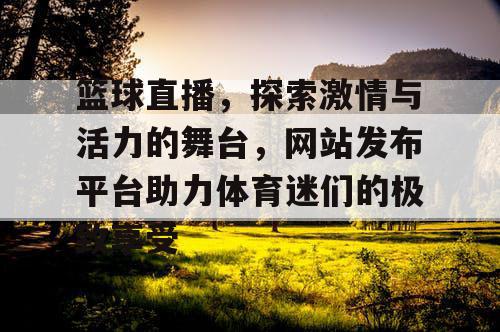 篮球直播,探索激情与活力的舞台,网站发布平台助力体育迷们的极致享受 篮球直播,探索激情与活力的舞台,网站发布平台助力体育迷们的极致享受