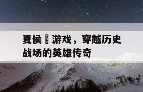 夏侯惇游戏，穿越历史战场的英雄传奇
