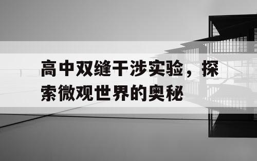 高中双缝干涉实验,探索微观世界的奥秘 高中双缝干涉实验,探索微观世界的奥秘