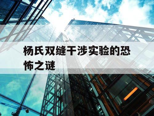 杨氏双缝干涉实验的恐怖之谜 杨氏双缝干涉实验的恐怖之谜