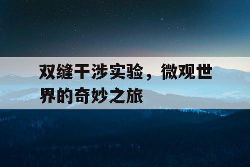 双缝干涉实验，微观世界的奇妙之旅