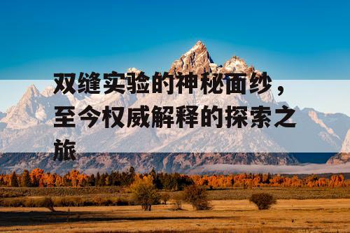 双缝实验的神秘面纱,至今权威解释的探索之旅 双缝实验的神秘面纱,至今权威解释的探索之旅