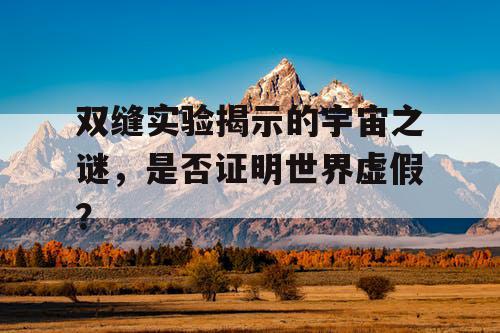 双缝实验揭示的宇宙之谜，是否证明世界虚假？