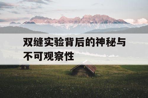 双缝实验背后的神秘与不可观察性 双缝实验背后的神秘与不可观察性