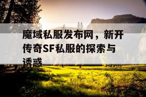 魔域私服发布网，新开传奇SF私服的探索与诱惑