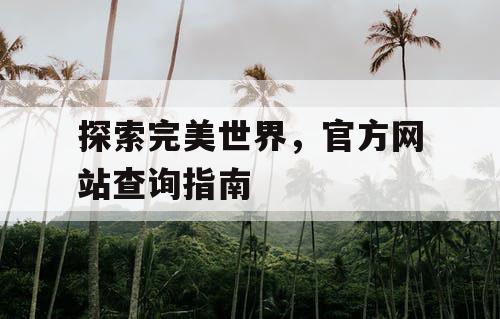 探索完美世界，官方网站查询指南