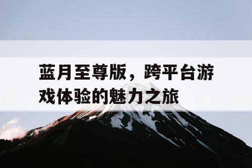 蓝月至尊版，跨平台游戏体验的魅力之旅