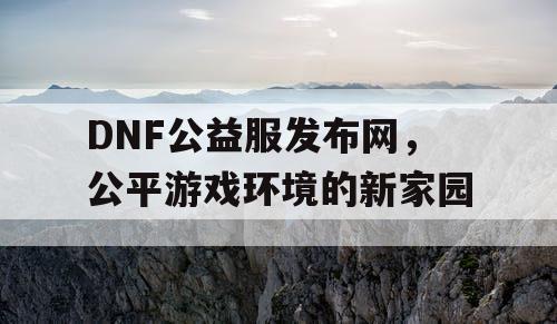 DNF公益服发布网，公平游戏环境的新家园