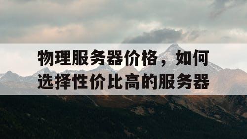 物理服务器价格，如何选择性价比高的服务器