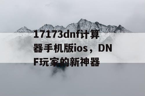 17173dnf计算器手机版ios，DNF玩家的新神器