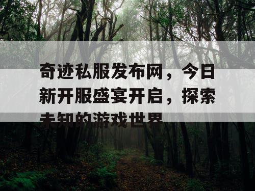 奇迹私服发布网,今日新开服盛宴开启,探索未知的游戏世界 奇迹私服发布网,今日新开服盛宴开启,探索未知的游戏世界