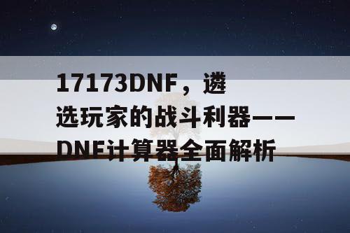 17173DNF,遴选玩家的战斗利器——DNF计算器全面解析 17173DNF,遴选玩家的战斗利器——DNF计算器全面解析