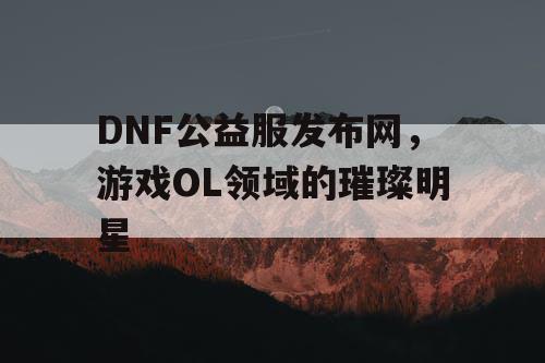 DNF公益服发布网，游戏OL领域的璀璨明星