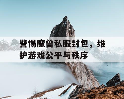 警惕魔兽私服封包，维护游戏公平与秩序