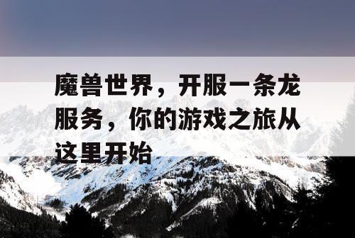 魔兽世界,开服一条龙服务,你的游戏之旅从这里开始 魔兽世界,开服一条龙服务,你的游戏之旅从这里开始