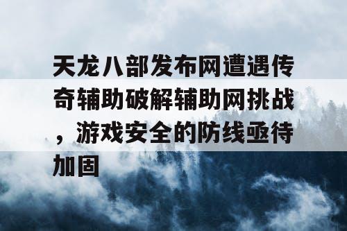 天龙八部发布网遭遇传奇辅助破解辅助网挑战，游戏安全的防线亟待加固