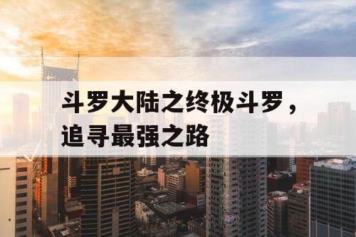 斗罗大陆之终极斗罗，追寻最强之路