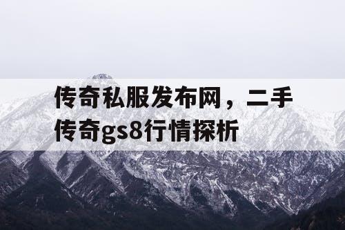 传奇私服发布网，二手传奇gs8行情探析