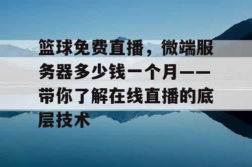 篮球免费直播，微端服务器多少钱一个月——带你了解在线直播的底层技术