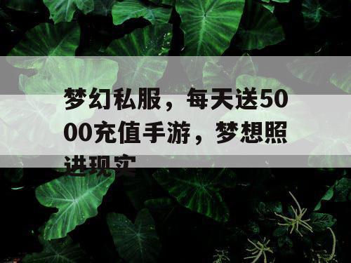 梦幻私服，每天送5000充值手游，梦想照进现实