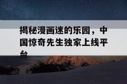 揭秘漫画迷的乐园,中国惊奇先生独家上线平台 揭秘漫画迷的乐园,中国惊奇先生独家上线平台