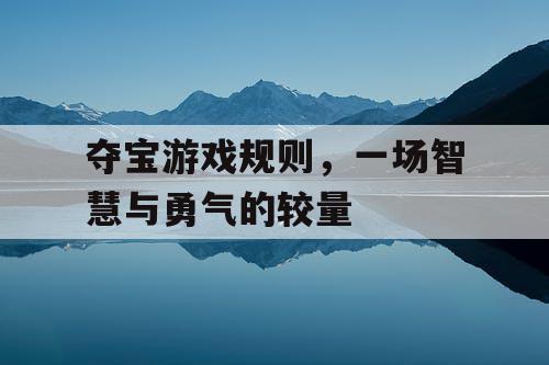 夺宝游戏规则，一场智慧与勇气的较量
