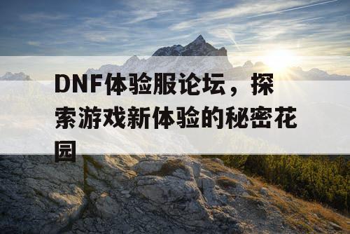 DNF体验服论坛,探索游戏新体验的秘密花园 DNF体验服论坛,探索游戏新体验的秘密花园